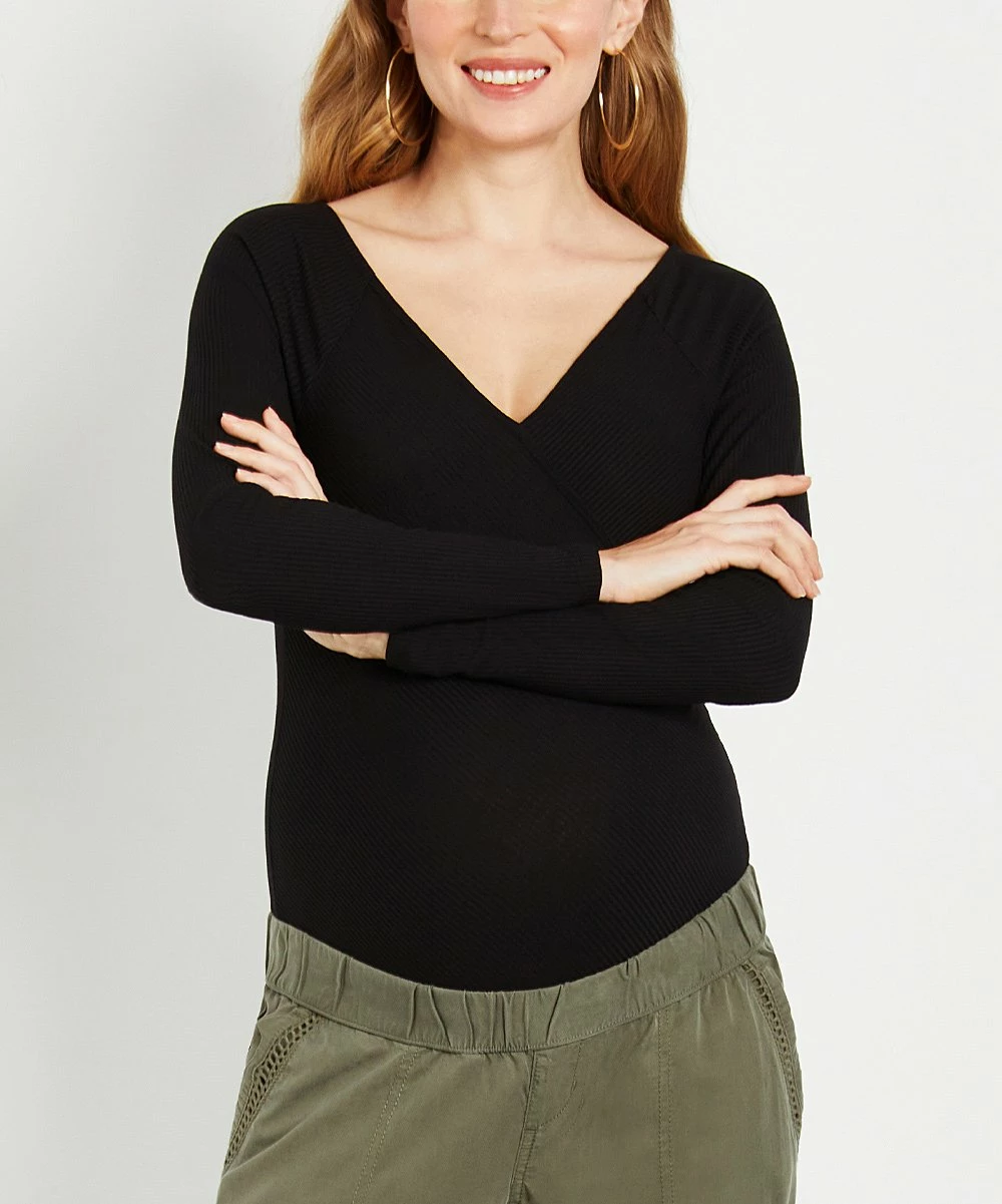 Promo π€© Jessica Simpson Black V-Neck Long-Sleeve Maternity Bodysuit For Baby & Maternity β 2 Promo π€© Jessica Simpson Black V-Neck Long-Sleeve Maternity Bodysuit For Baby & Maternity β - Image 2
