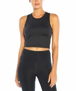 Deals 🎉 Jessica Simpson Black Crop Ellie Racerback Tank - 👩 Women ⌛