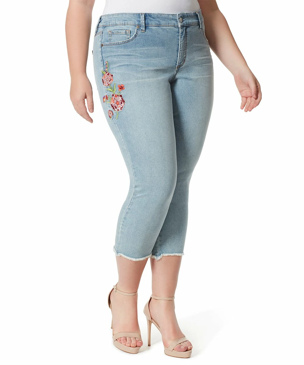 Hot Sale π€© Jessica Simpson Back Roads Blue Floral Arrow Crop Straight-Leg π Jeans - π© Women π