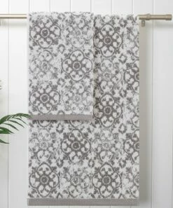 Top 10 ✨ Jessica Simpson Aziza Collection Skyrocket Gray Arabesque Bath Towel - Set Of Four For Home & Garden ⌛