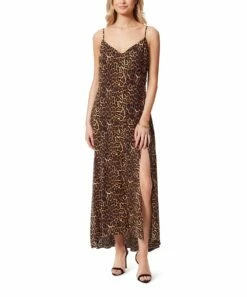 Buy β¨ Jessica Simpson Black & Brown Leopard Tennyson V-Neck Sleeveless Maxi π Dress - π© Women π