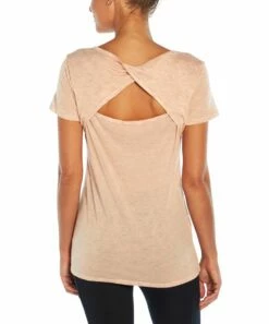 Hot Sale 😍 Jessica Simpson Peach Whip Twist Cutout-Back Jamie Scoop Neck Tee - 👩 Women ✔️