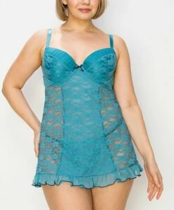 Flash Sale 🎉 Jessica Simpson Blue Lace-Accent Babydoll For 👩 Women 🤩