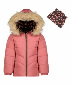 Wholesale π― Jessica Simpson Rose Heavyweight Hooded Puffer π§₯ Coat & Gray Animal-Ear Beanie - π§ Girls For Kids π₯°