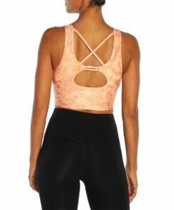 Coupon 😍 Jessica Simpson Peach Nectar Granite Abstract Vivi Longline Bra For 👩 Women ✨