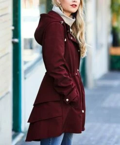 Outlet π₯° Jessica Simpson Merlot Hooded Ruffle-Back A-Line Anorak - π© Women & Plus π