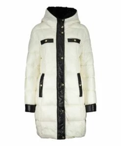 Budget π― Jessica Simpson Off-White & Black Hooded Puffer Parka - π© Women & Plus π