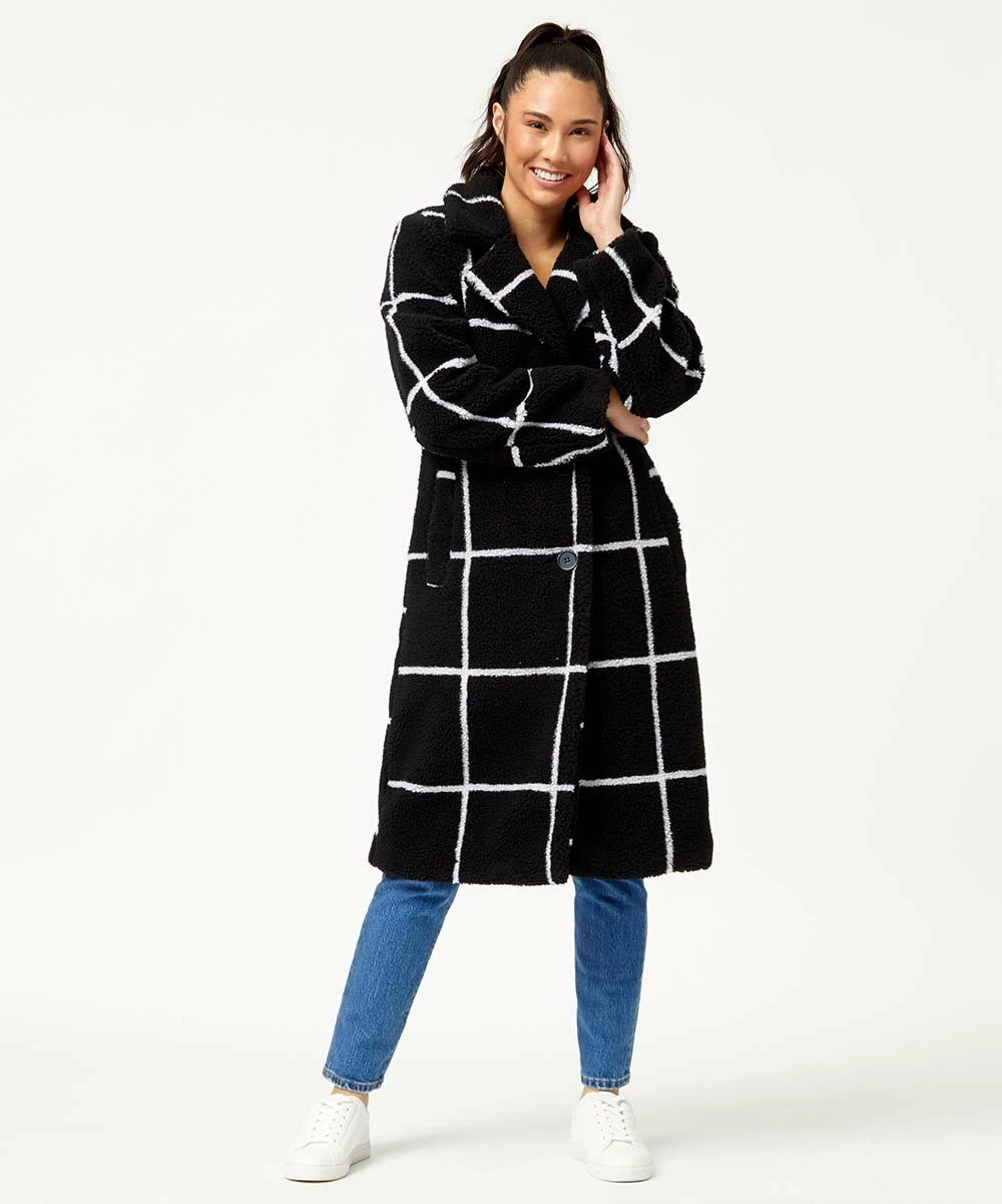 Best Pirce 𧨠Jessica Simpson Black & White Windowpane Long Teddy π§₯ Coat - π© Women & Plus π 2 Best Pirce 𧨠Jessica Simpson Black & White Windowpane Long Teddy π§₯ Coat - π© Women & Plus π - Image 2