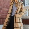 Outlet 🥰 Jessica Simpson Beige & Black Windowpane Long Teddy 🧥 Coat - 👩 Women & Plus ✔️