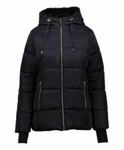 Wholesale 😉 Jessica Simpson Navy Hooded Faux Fur Puffer 🧥 Coat - 👩 Women & Plus 🤩