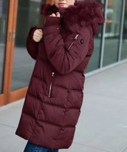 Best Sale 😍 Jessica Simpson Merlot Faux Fur-Trim Long Puffer 🧥 Coat - 👩 Women & Plus 🎉
