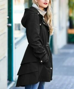 Wholesale 👍 Jessica Simpson Black Hooded Ruffle-Back A-Line Anorak - 👩 Women & Plus 🔔