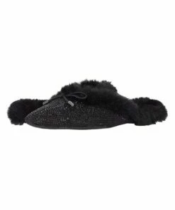 Best Pirce 🎁 Jessica Simpson Black Sparkle Faux Fur-Lined Tracee Mule - 👩 Women ✔️
