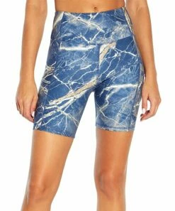 Cheapest 👍 Jessica Simpson Heather Blue Marble Dusk 7'' Bermuda Bike Shorts - 👩 Women ⭐