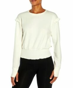 Flash Sale 👍 Jessica Simpson Egret Eloise Ruffle Crewneck Top - 👩 Women 🥰