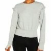Cheapest 🤩 Jessica Simpson Light Heather Gray Eloise Ruffle Crewneck Top - 👩 Women 🎉