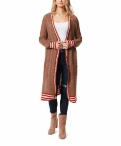 Discount 💯 Jessica Simpson Arabian Spice Stripe Ribbed Brielle Longline Cardigan - Plus For 👩 Women ⭐