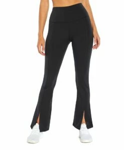 Promo ❤️ Jessica Simpson Black Daily Slit-Hem High-Waist Flare Leggings - 👩 Women 🥰