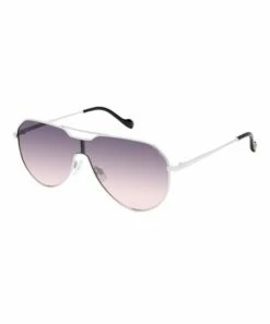 Discount 🤩 Jessica Simpson Silvertone & Black Modified Aviator 👓 Sunglasses For 👩 Women 🔥