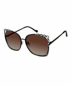 Hot Sale 😀 Jessica Simpson Black & Amber Fade Rhinestone Cat-Eye 👓 Sunglasses For 👩 Women 🛒