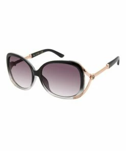 Hot Sale 🤩 Jessica Simpson Black Crystal & Goldtone Vented Oversize 👓 Sunglasses For 👩 Women 🎉