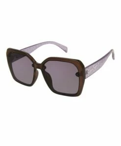 Deals ⌛ Jessica Simpson Black Glitter & Gray Square 👓 Sunglasses For 👩 Women 😍