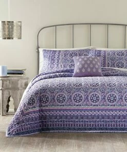 Flash Sale 👏 Jessica Simpson Purple Mosaic Border Cotton Quilt For Home & Garden 🎁