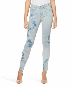 Budget 🌟 Jessica Simpson Light Blue Colors Everywhere Tie-Dye Frayed-Hem Kiss Me Crop Skinny 👖 Jeans - 👩 Women 🤩