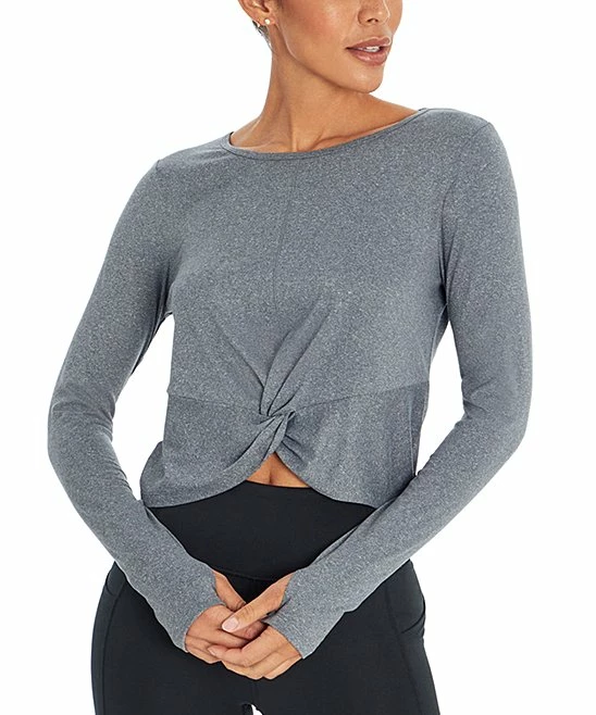 Coupon π Jessica Simpson Heather Blue Margot Twist-Front Long-Sleeve Tee - π© Women π€©