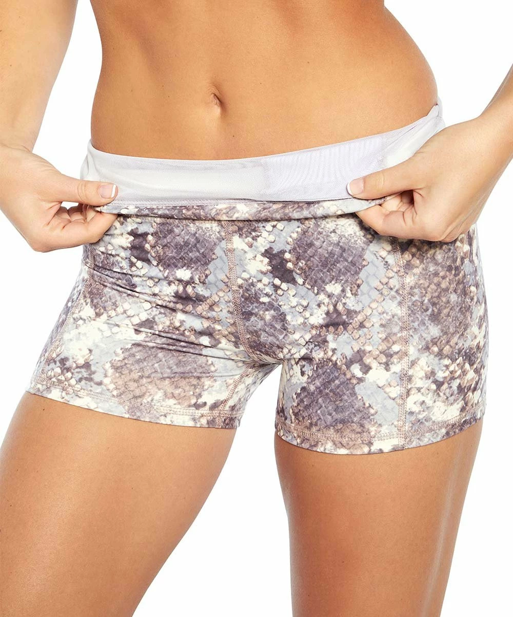 Best Pirce π Jessica Simpson 3'' Heather Purple Snake-Print Pocket Tummy-Control Hottie Bike Shorts - π© Women π - Image 5