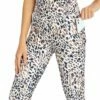 Buy 🔥 Jessica Simpson White Animal Print Tummy Control 22'' Pocket Capri Leggings - 👩 Women 😉