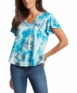 Wholesale ✔️ Jessica Simpson Turkish Tie-Dye Carly Flutter Sleeve Tee - 👩 Women 💯